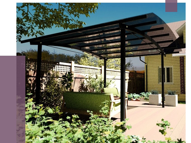 Навесы для террасы в Ельце от 13092 руб. под ключ | ПРОЛЁТ-Елц