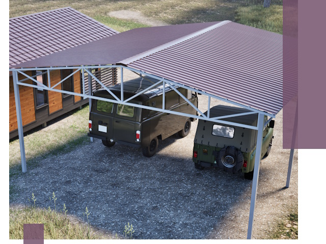 Двускатные навесы под ключ в Ельце — изготовление и монтаж